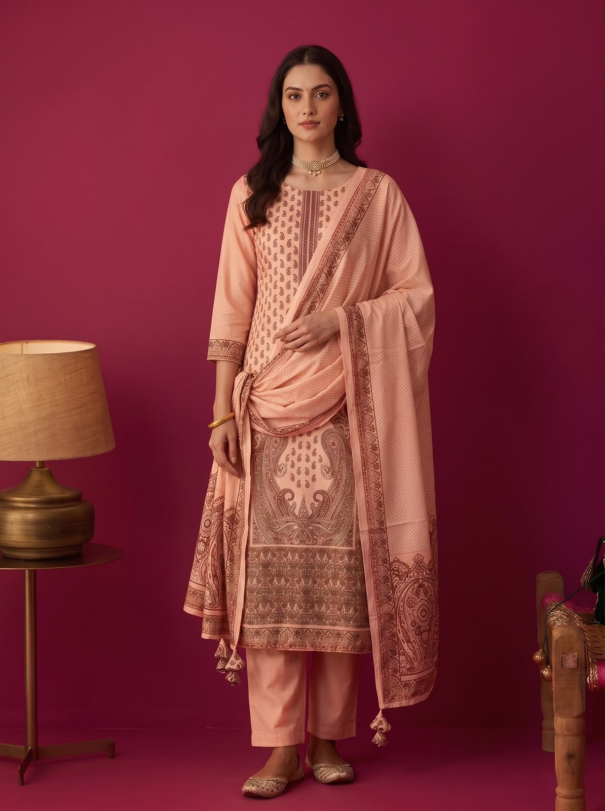 Blush Pink Silk Suit Set