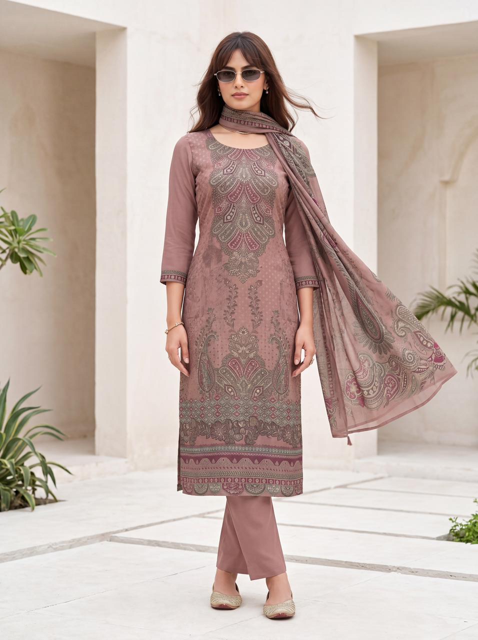 Dusty Mauve Muslin Suit Set