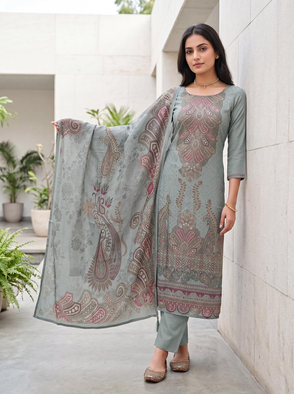 Sky Blue Muslin Suit Set